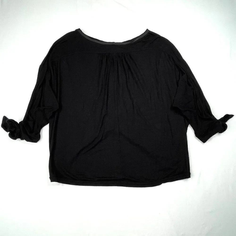 Free People Keepin On Tie Sleeve Top Blouse Black